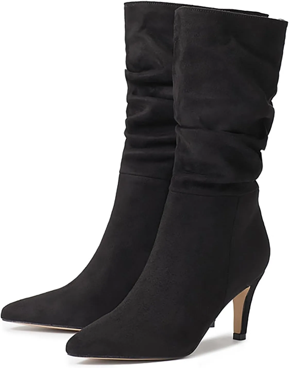 2023 Fall High Heeled Suede Mid Heeled Sexy Pointed Toe Fashion Boots Women's Shoes Women's Tall Boots Wide Calf Cowboy