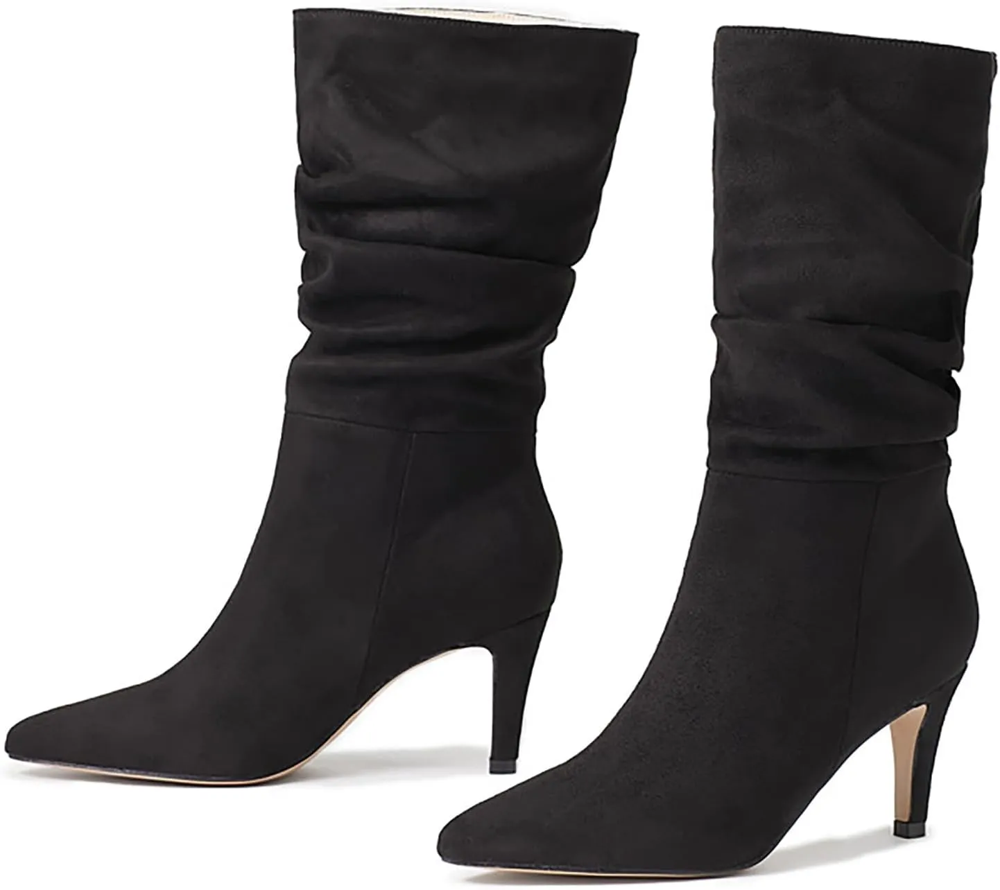 2023 Fall High Heeled Suede Mid Heeled Sexy Pointed Toe Fashion Boots Women's Shoes Women's Tall Boots Wide Calf Cowboy