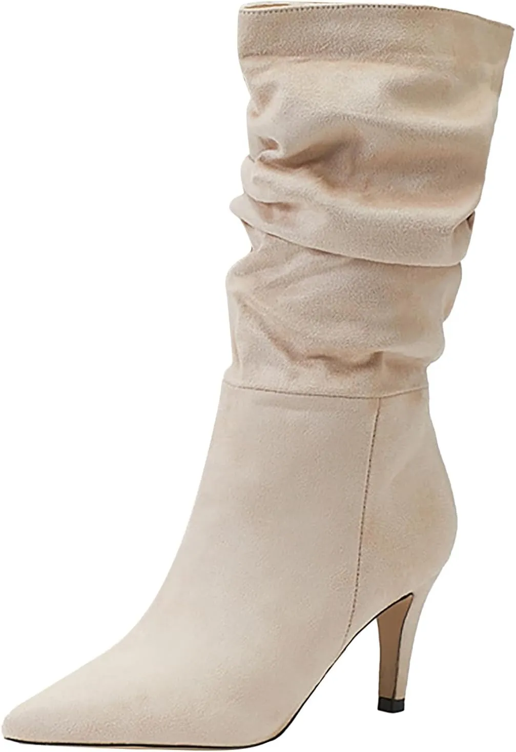 2023 Fall High Heeled Suede Mid Heeled Sexy Pointed Toe Fashion Boots Women's Shoes Women's Tall Boots Wide Calf Cowboy