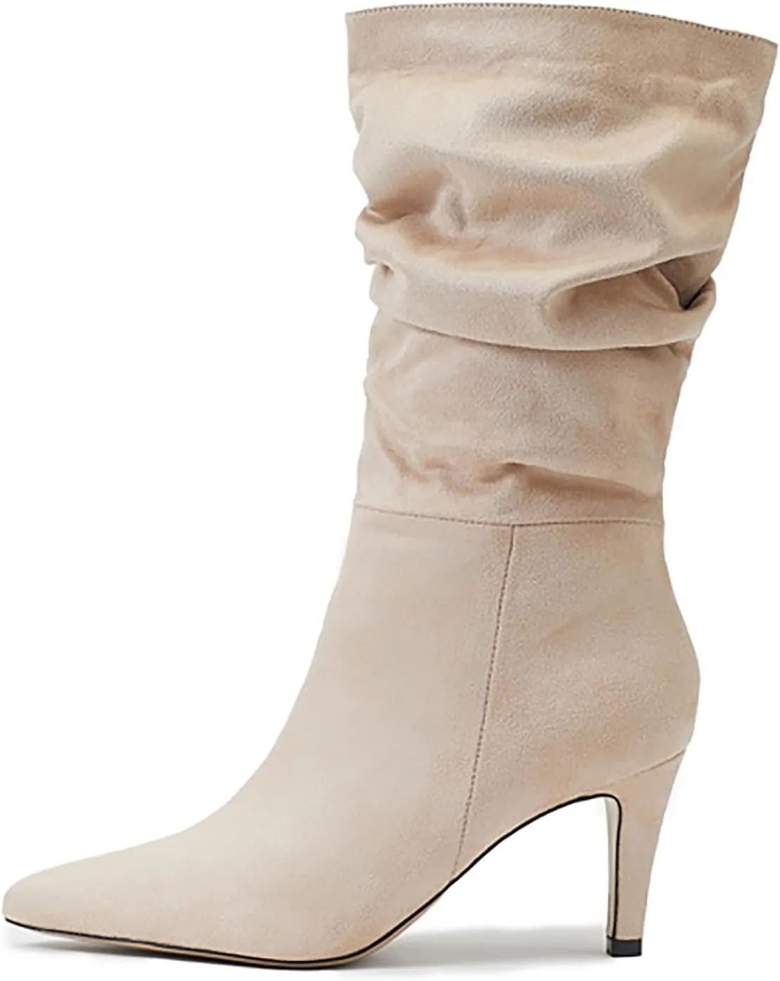 2023 Fall High Heeled Suede Mid Heeled Sexy Pointed Toe Fashion Boots Women's Shoes Women's Tall Boots Wide Calf Cowboy
