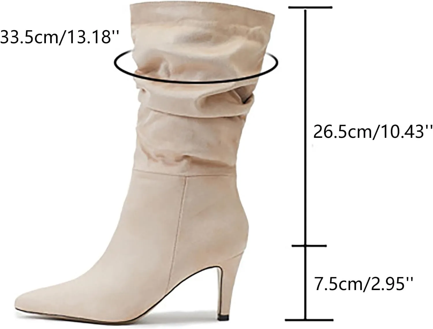 2023 Fall High Heeled Suede Mid Heeled Sexy Pointed Toe Fashion Boots Women's Shoes Women's Tall Boots Wide Calf Cowboy