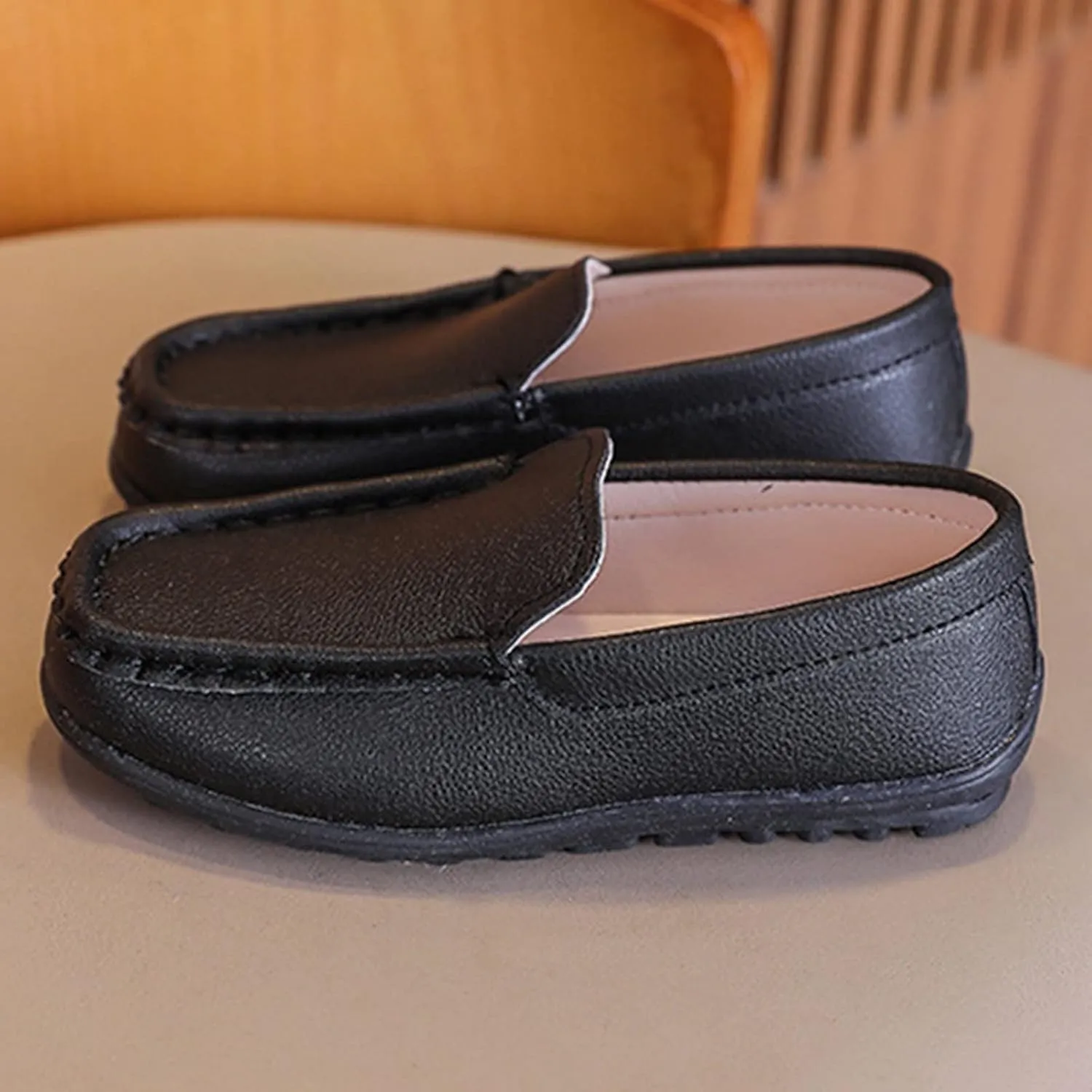 Autumn Children Boy Casual Shoes Flat Bottom Soft Non Slip Slip On Dress Shoes Comfortable Solid Color Little Boots