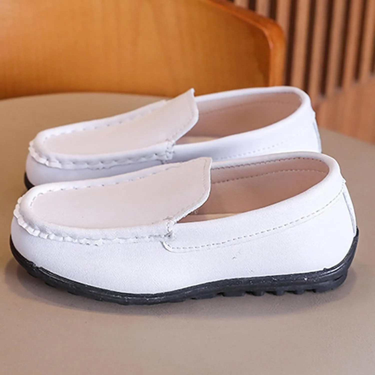 Autumn Children Boy Casual Shoes Flat Bottom Soft Non Slip Slip On Dress Shoes Comfortable Solid Color Little Boots