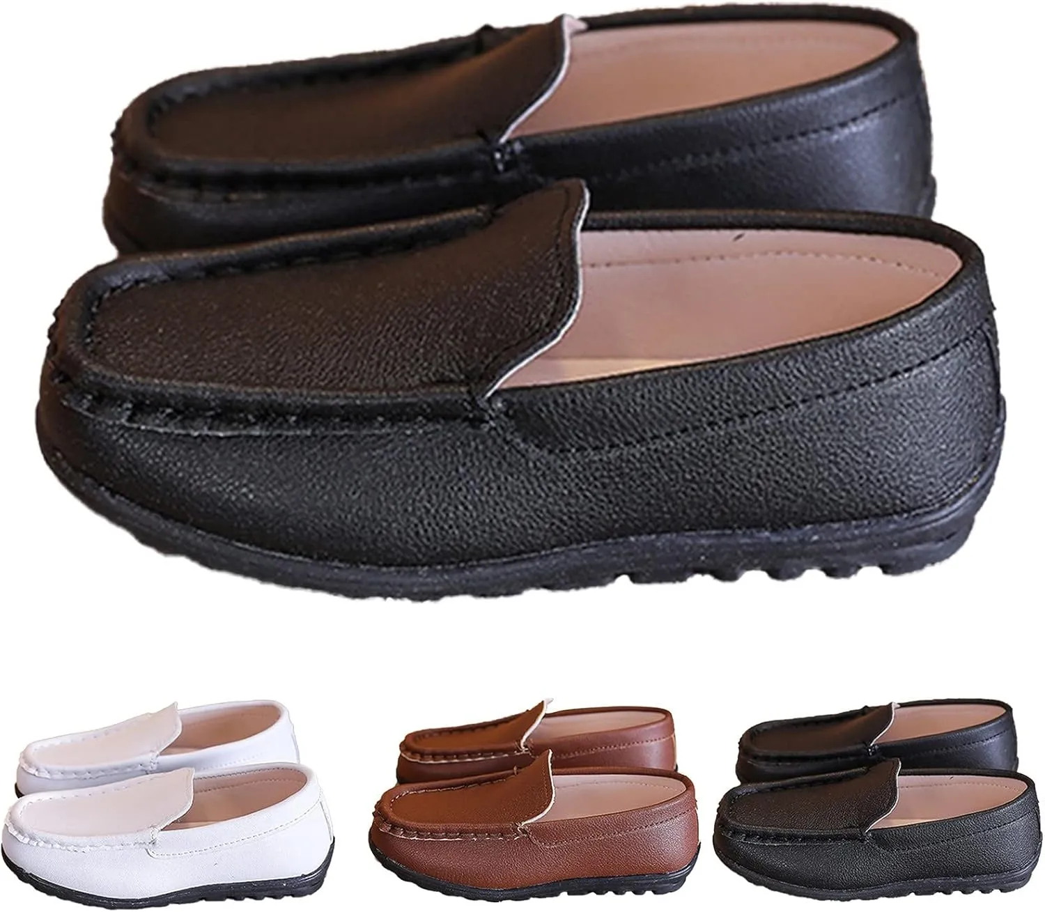 Autumn Children Boy Casual Shoes Flat Bottom Soft Non Slip Slip On Dress Shoes Comfortable Solid Color Little Boots