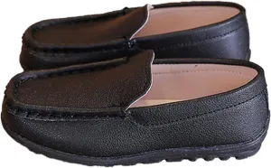 Autumn Children Boy Casual Shoes Flat Bottom Soft Non Slip Slip On Dress Shoes Comfortable Solid Color Little Boots