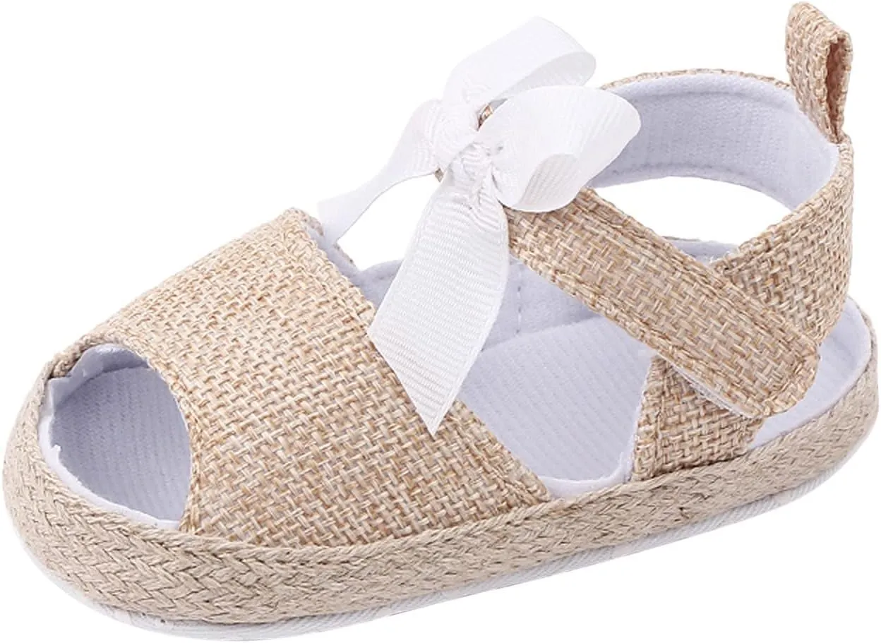 Baby Girls Shoes Infant Toddler Shoes Soft Sole Fashion Bowknot Hook Loop Casual Shoes Baby Walking Slip on Water Shoe