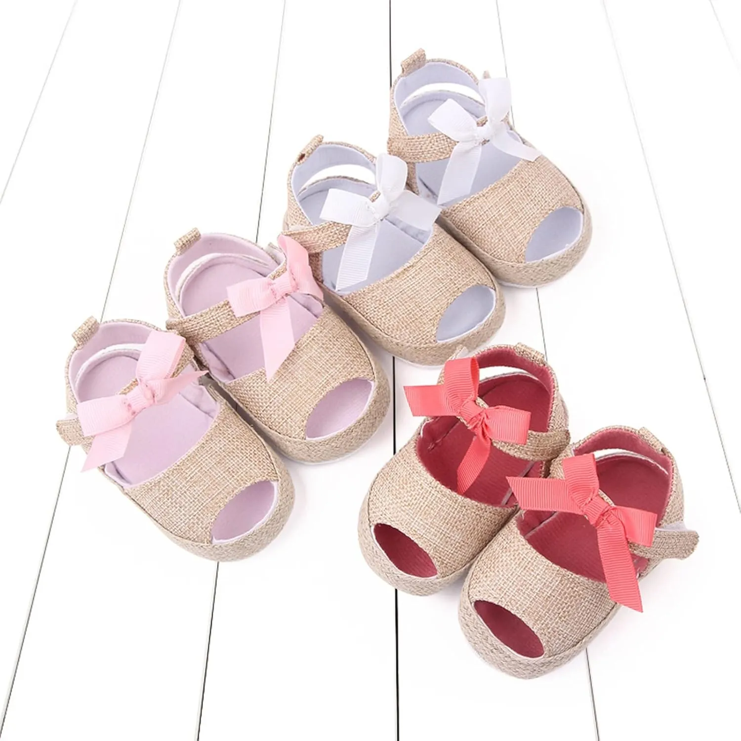 Baby Girls Shoes Infant Toddler Shoes Soft Sole Fashion Bowknot Hook Loop Casual Shoes Baby Walking Slip on Water Shoe