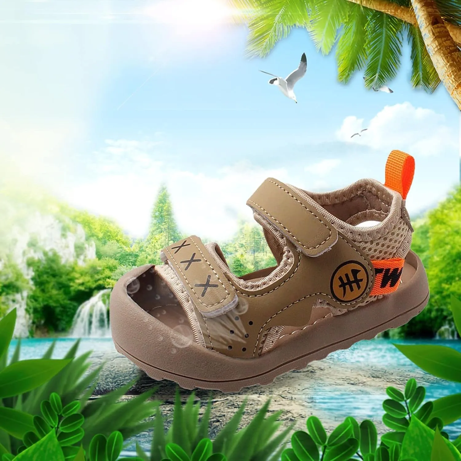 Baby Infant Toddler Bump Toe Sandals Soft Sole Hook & Loop Walking Running Athletic Sport Beach Water Shoes
