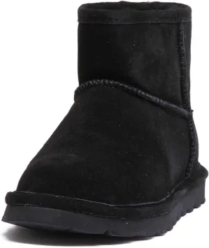 Bearpaw Alyssa Womens Black Suede Leather Ankle Boots (US 7, Black)