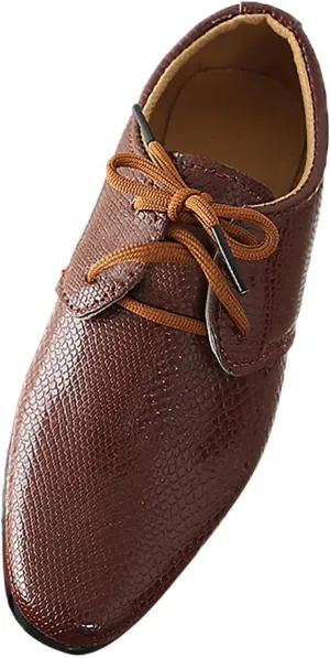Boys Derb𝐲 Leather Formal Dress Shoes Pointed Toe Oxford Lace Up Wedding Party Performance Prom Footwear for Baby