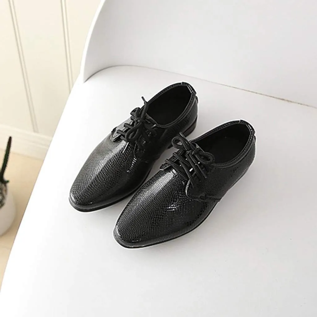 Boys Derb𝐲 Leather Formal Dress Shoes Pointed Toe Oxford Lace Up Wedding Party Performance Prom Footwear for Baby