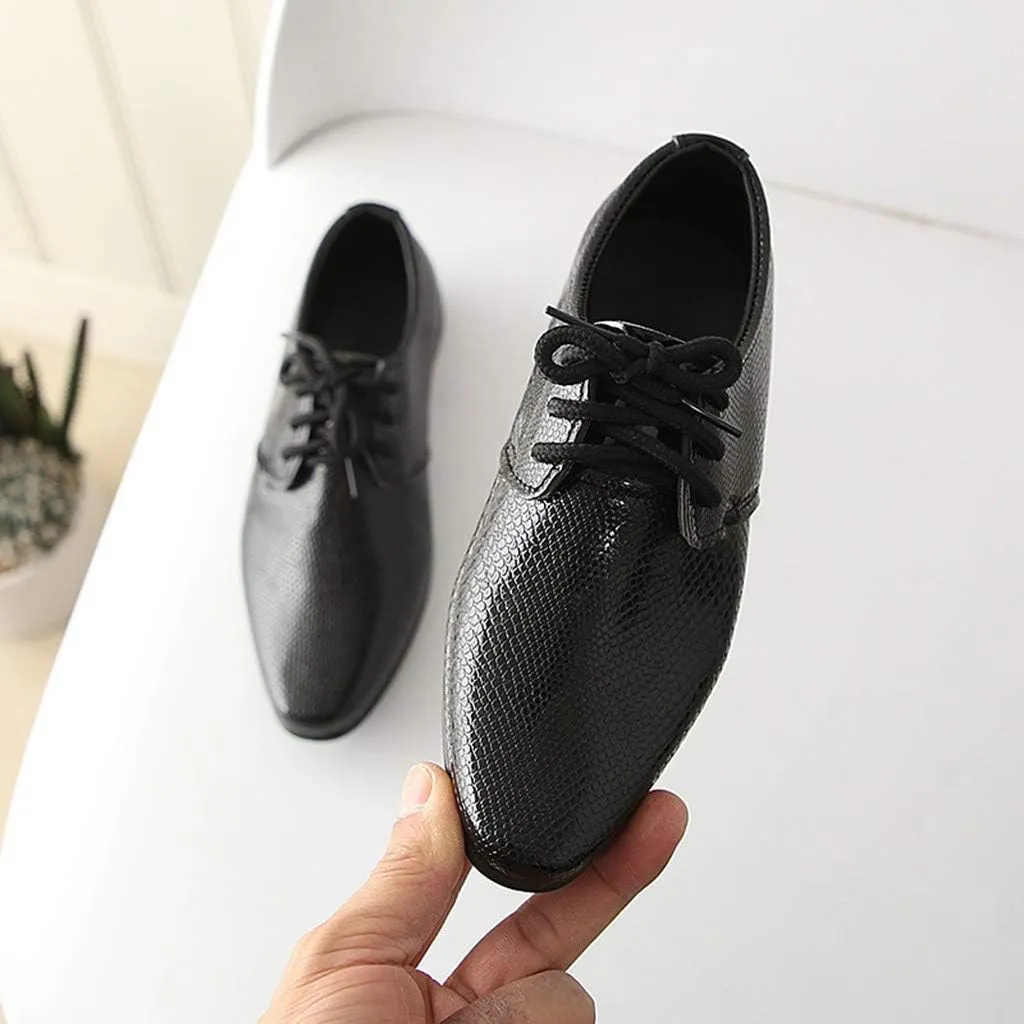 Boys Derb𝐲 Leather Formal Dress Shoes Pointed Toe Oxford Lace Up Wedding Party Performance Prom Footwear for Baby