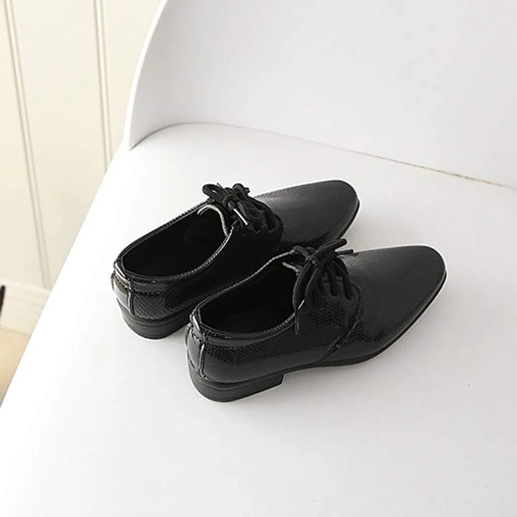 Boys Derb𝐲 Leather Formal Dress Shoes Pointed Toe Oxford Lace Up Wedding Party Performance Prom Footwear for Baby