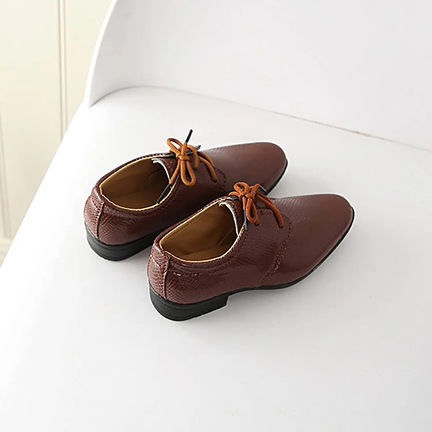 Boys Derb𝐲 Leather Formal Dress Shoes Pointed Toe Oxford Lace Up Wedding Party Performance Prom Footwear for Baby