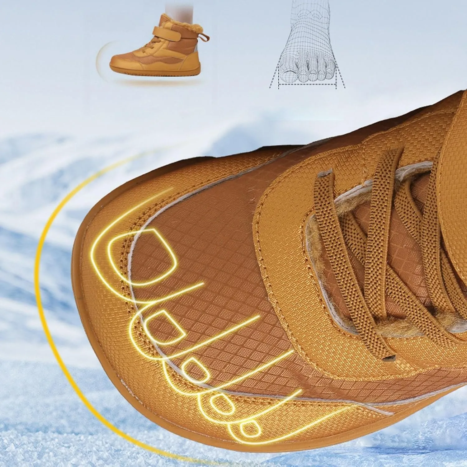 Boys Girls Barefoot Winter Boots with Wide Toe Box Slip Drop Sole Ankle Winter Snow Boots for Mud Boots for Boys