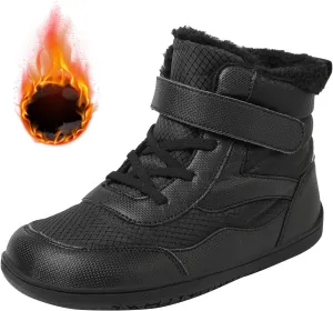 Boys Girls Barefoot Winter Boots with Wide Toe Box Slip Drop Sole Ankle Winter Snow Boots for Mud Boots for Boys