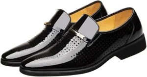 Breathable Hollow Pointed Toe Formal Shoes Business Wedding Work Oxford Formal Shoes Men's Classic Lace Up Oxfords Dress Shoes Patent Leather Tuxedo