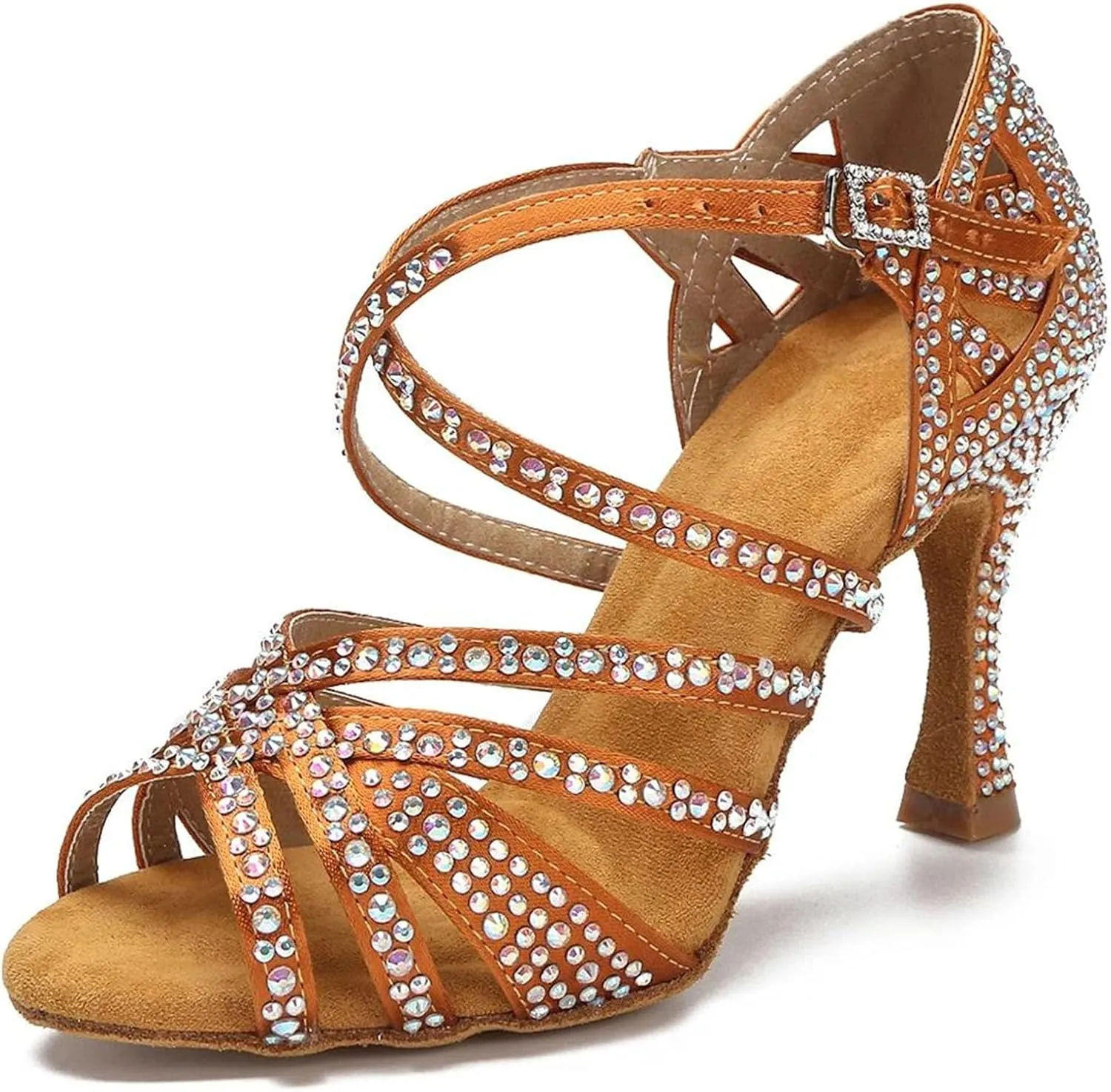 Bridal Rhinestone Sandals - Tango Salsa Soft Sole Dance Heels (8.5CM/3.35")