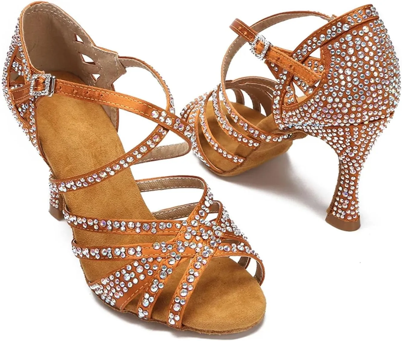 Bridal Rhinestone Sandals - Tango Salsa Soft Sole Dance Heels (8.5CM/3.35")