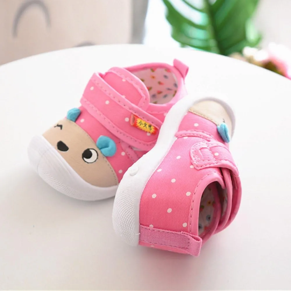 Cartoon Sole Squeaky Soft Slip On Shoes - Girls & Boys Baby Kids (Pink, 6-12 Months)