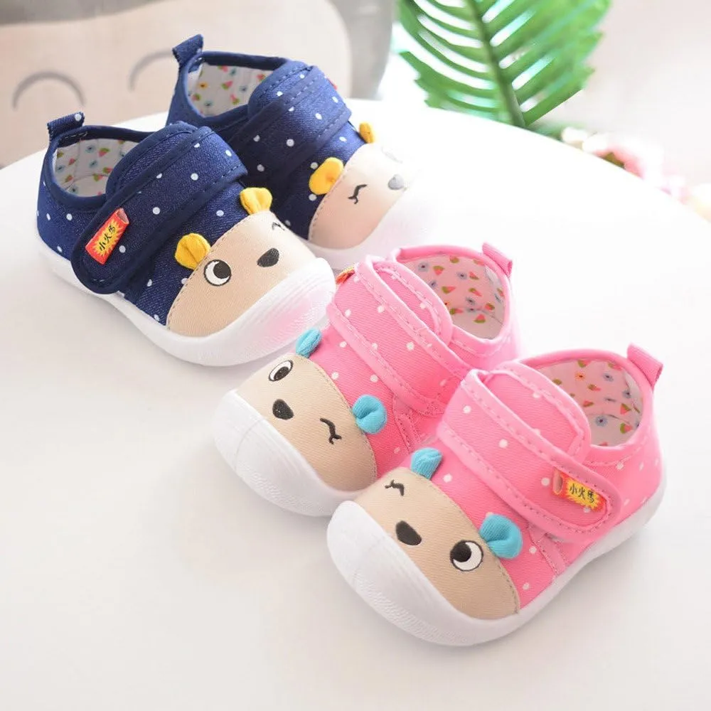 Cartoon Sole Squeaky Soft Slip On Shoes - Girls & Boys Baby Kids (Pink, 6-12 Months)
