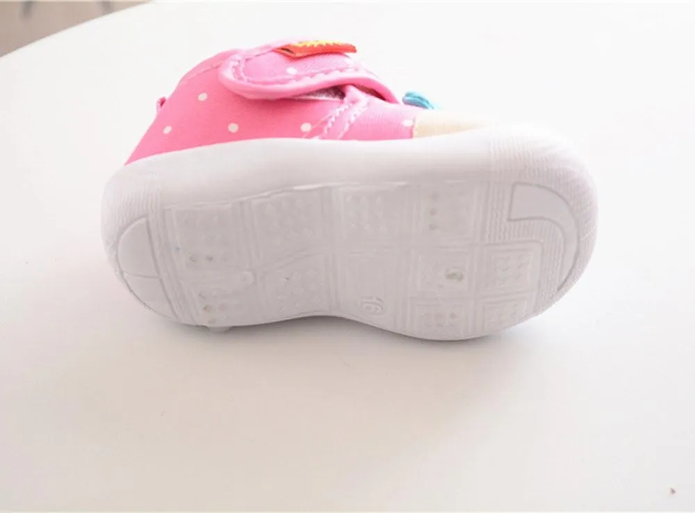 Cartoon Sole Squeaky Soft Slip On Shoes - Girls & Boys Baby Kids (Pink, 6-12 Months)