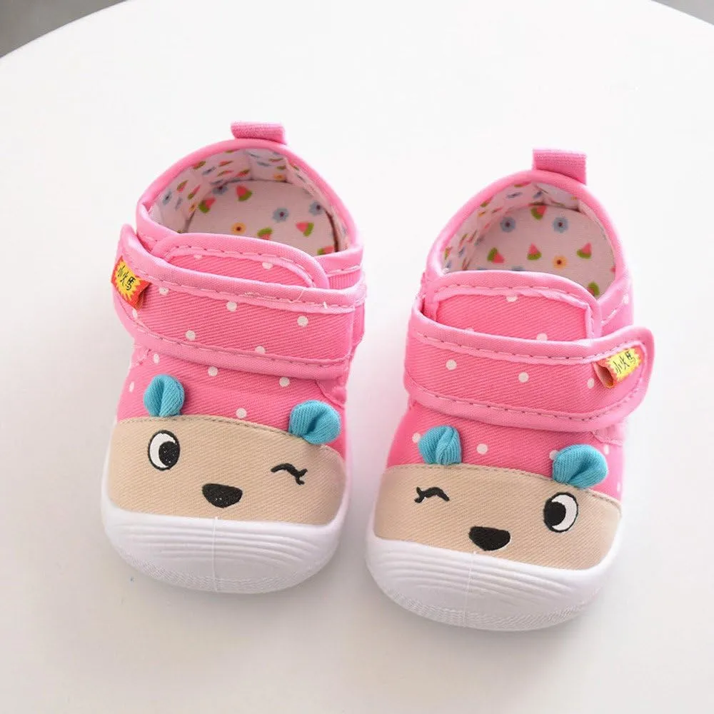 Cartoon Sole Squeaky Soft Slip On Shoes - Girls & Boys Baby Kids (Pink, 6-12 Months)