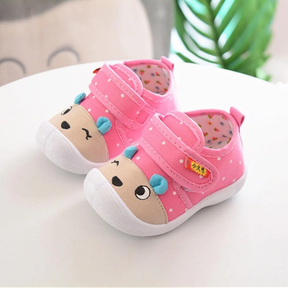 Cartoon Sole Squeaky Soft Slip On Shoes - Girls & Boys Baby Kids (Pink, 6-12 Months)