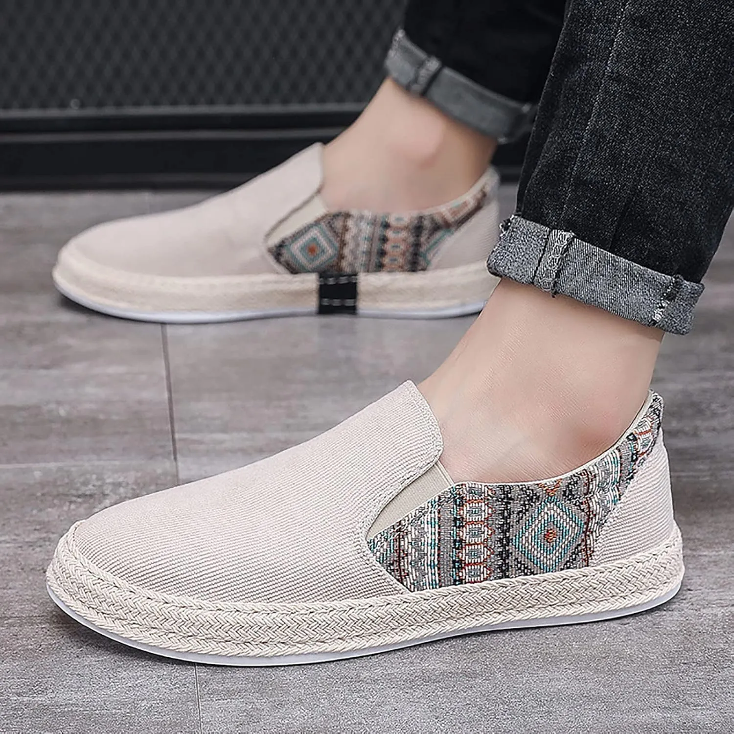 Casual Walking Shoes 2022 Men's New Spring and Fisherman's Shoes Canvas Thick Soled Slip On