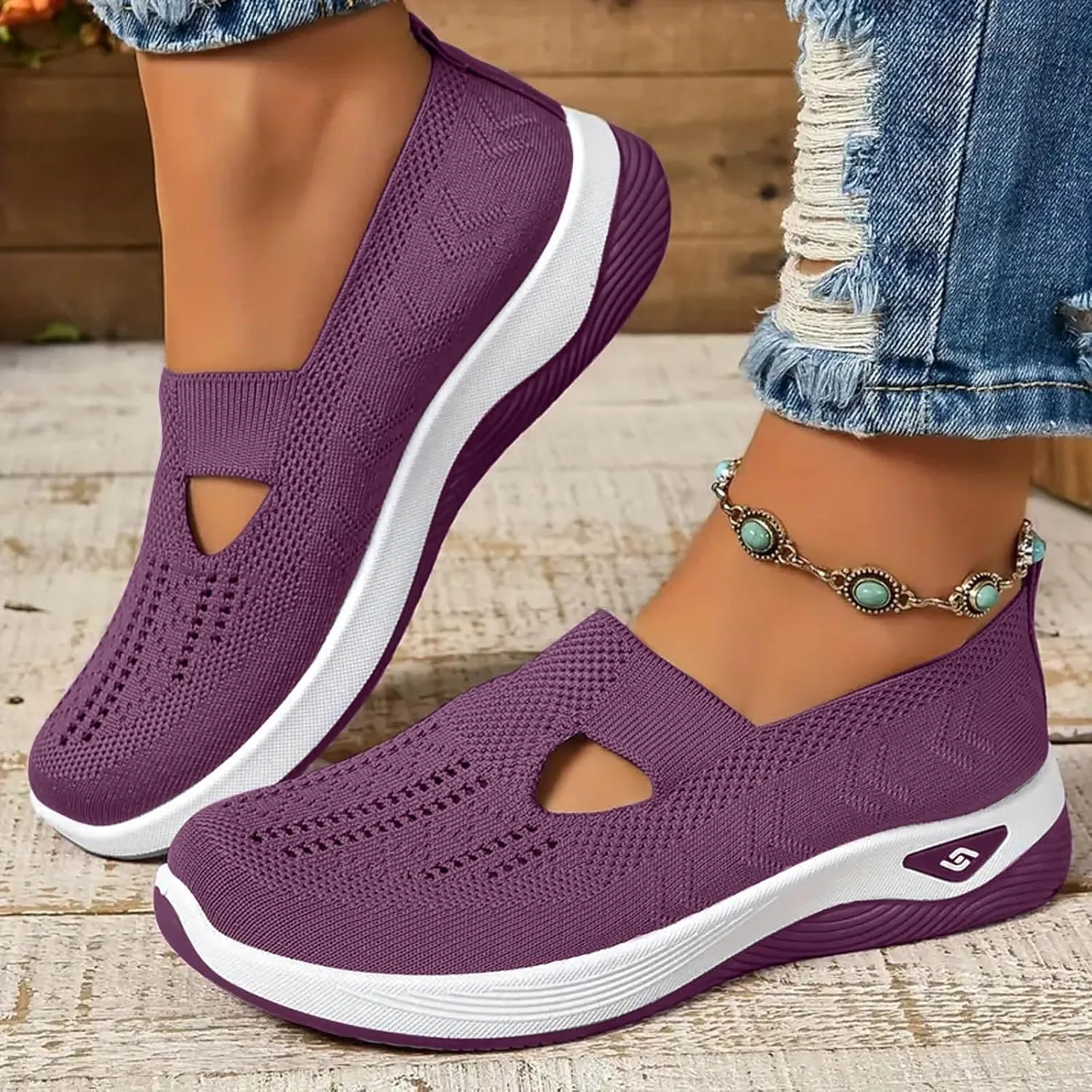 Cathalem Orthopedic Shoes for Women, 2024 New Women's Woven Breathable Soft Sole Shoes Women Diabetes Foam Shoes Women