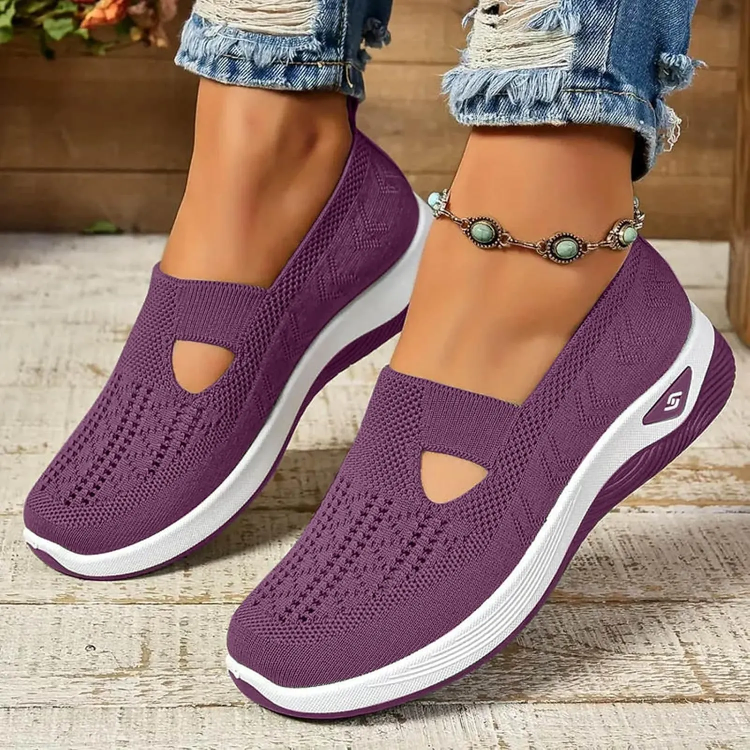 Cathalem Orthopedic Shoes for Women, 2024 New Women's Woven Breathable Soft Sole Shoes Women Diabetes Foam Shoes Women