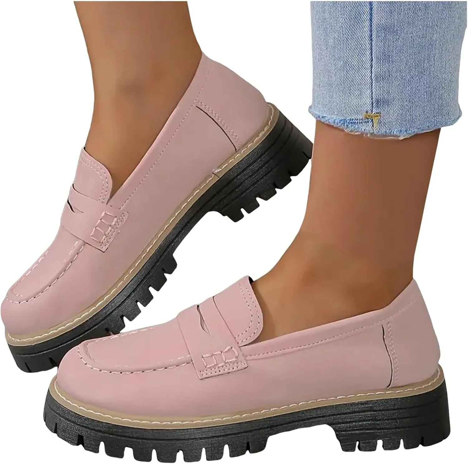 Chunky Business Casual Shoes for Women Comfort Orthopedic Shoes Suede Lug Sole Work Shoes Elegant Dress Shoes