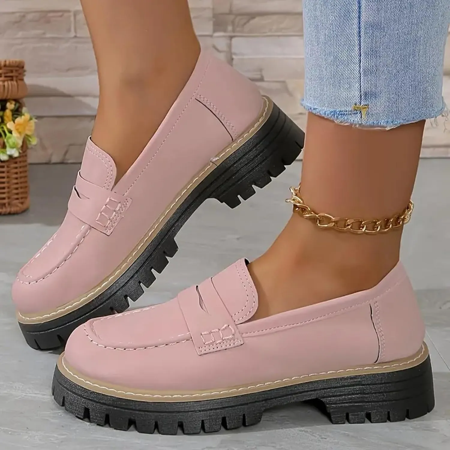 Chunky Business Casual Shoes for Women Comfort Orthopedic Shoes Suede Lug Sole Work Shoes Elegant Dress Shoes