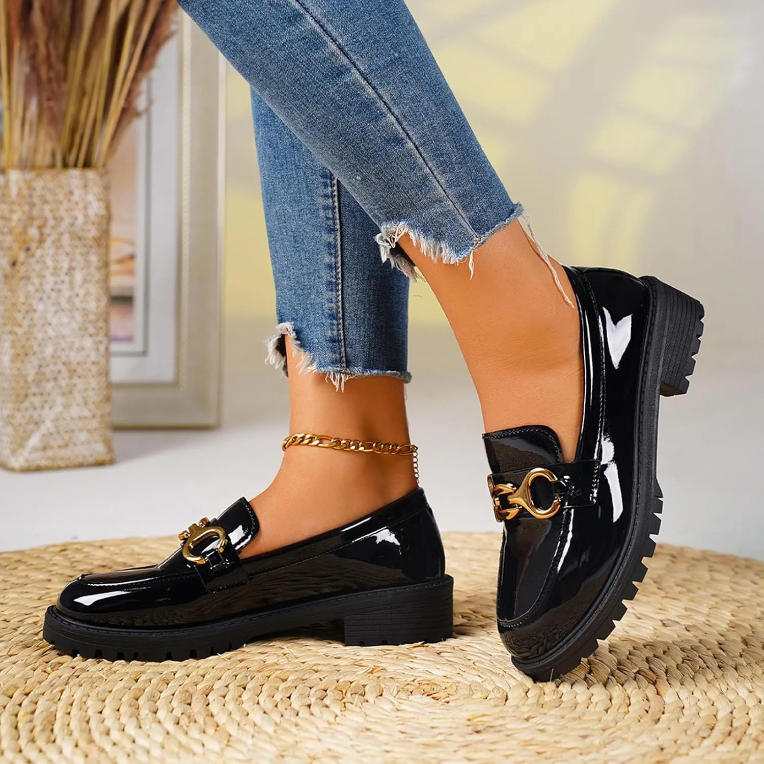 Chunky Loafers Women Platform Penny Loafer Comfort Slip-on Loafers Fashion Work Shoes Casual Business Loafers Shoes