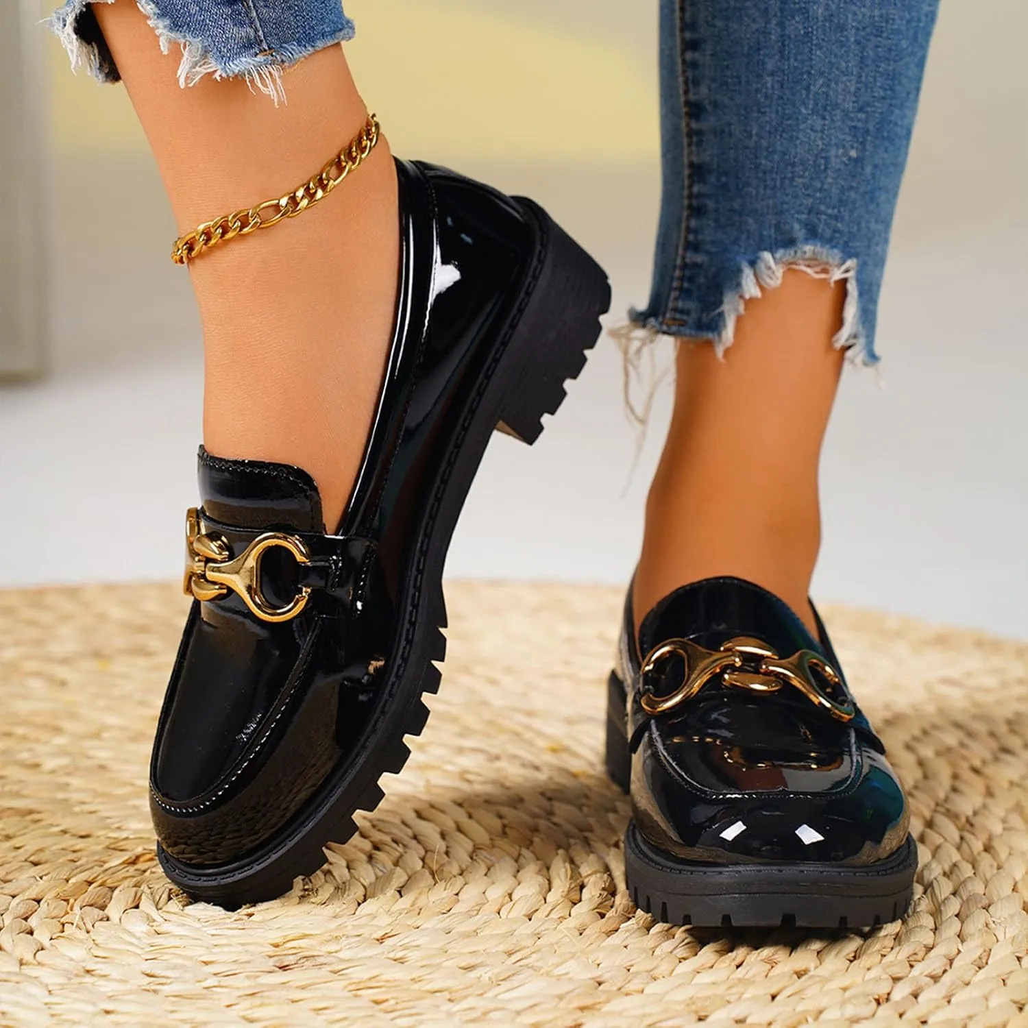 Chunky Loafers Women Platform Penny Loafer Comfort Slip-on Loafers Fashion Work Shoes Casual Business Loafers Shoes