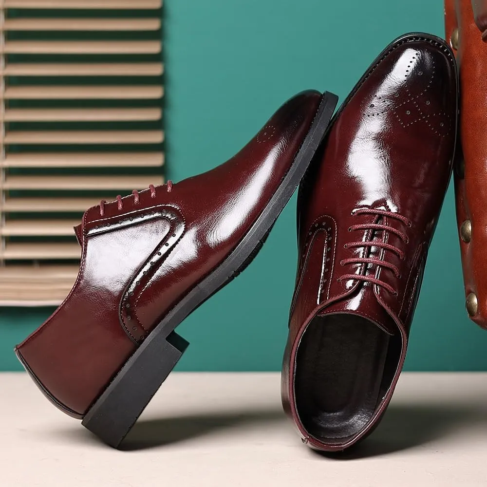 Classic Men Cap Toe Oxford Shoes Men's Dress Tuxedo Shoes Fashionable Print Breathable Leather