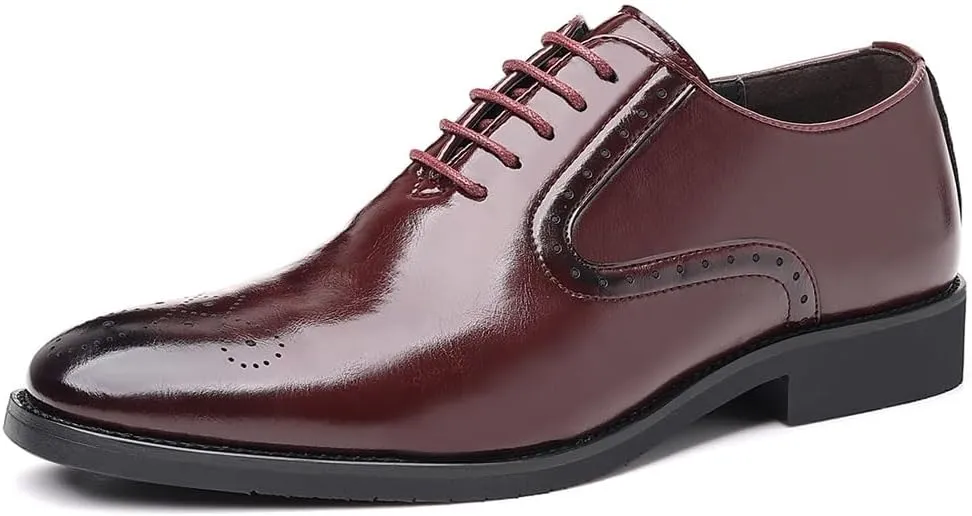 Classic Men Cap Toe Oxford Shoes Men's Dress Tuxedo Shoes Fashionable Print Breathable Leather