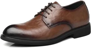 Classic Men's Leather Dress Shoes Modern Wingtip Oxfords Formal Lace Up Derby Shoes for Men