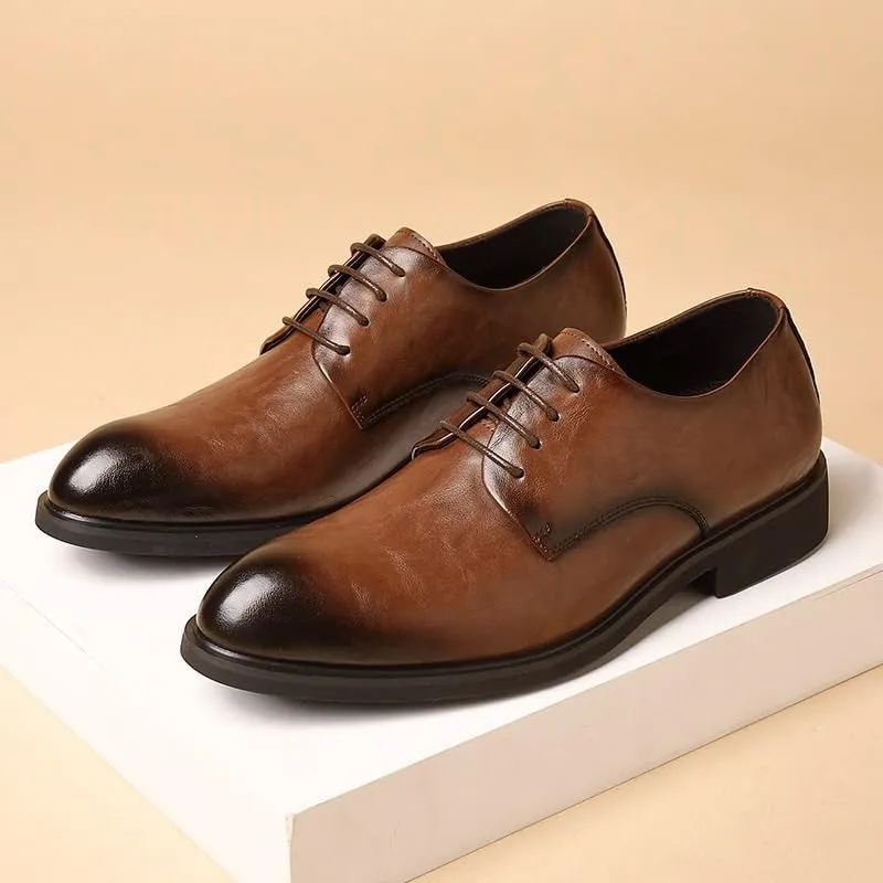 Classic Men's Leather Dress Shoes Modern Wingtip Oxfords Formal Lace Up Derby Shoes for Men