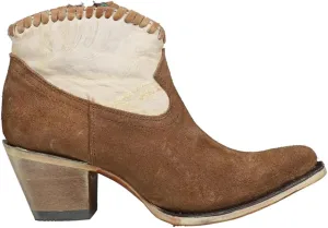 Corral Boots Womens Sand And Brown Woven Round Toe Zippered Casual Boots Ankle Mid Heel 2-3" - Brown