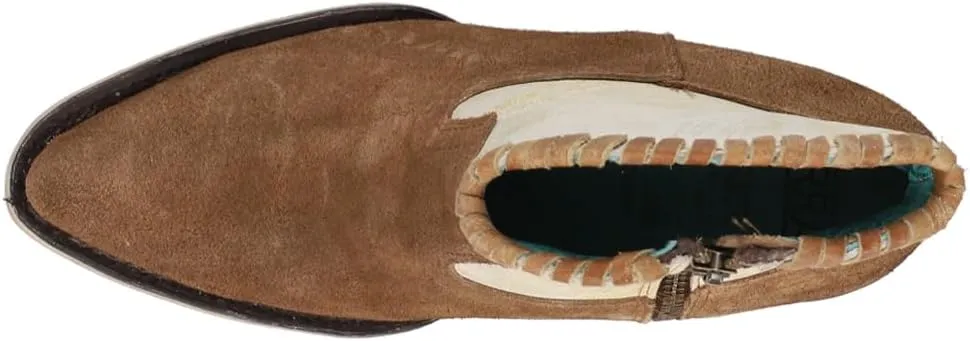 Corral Boots Womens Sand And Brown Woven Round Toe Zippered Casual Boots Ankle Mid Heel 2-3" - Brown