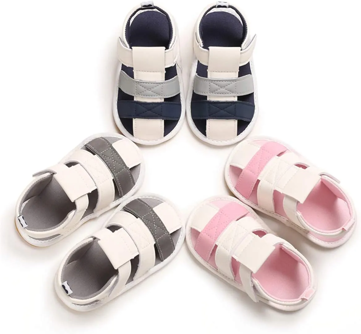 COSANKIM Infant Baby Boys Girls Summer Sandals Non Slip Soft Sole Toddler First Walker Crib Shoes (0-18 Months)