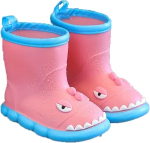 Dinosaur Flat Bottom Rain Boots for Baby Toddler Cute Soft aterproof Rainboots Kids Rubber Fun Water Boots Boys Cowboy
