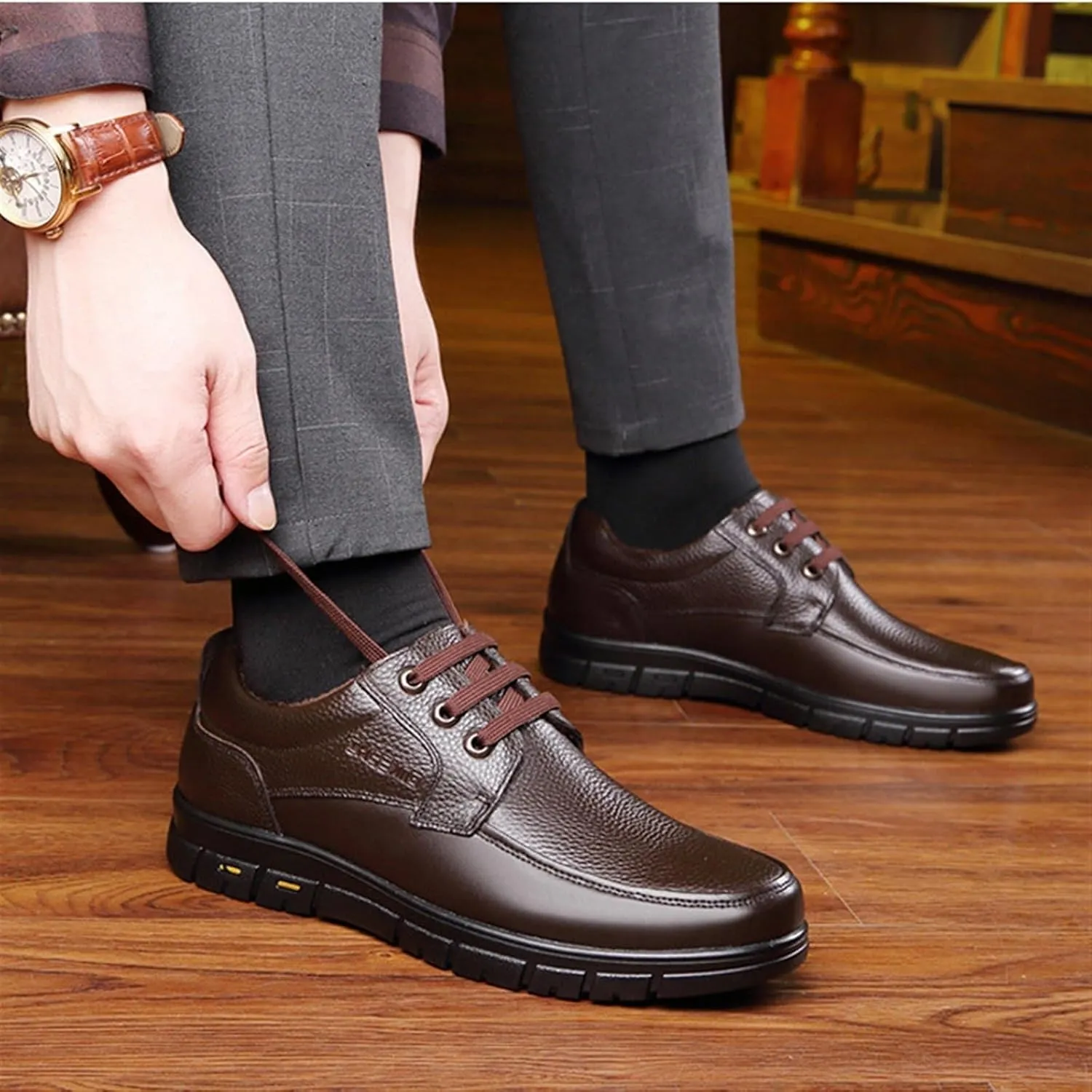 Dress Shoes for Men Men's Leather Casual Oxford Shoes Breathable Business Dress Shoes for Men