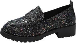 Dress Shoes Women Comfort Rhinestone Loafers Dressy Flats Shoe Casual Penny Loafers Slip On Work Shoes