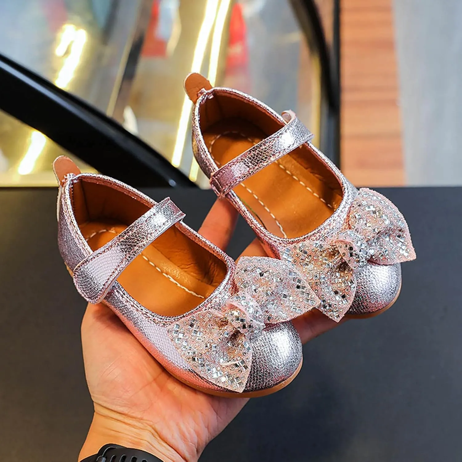 Fashion Autumn Girls Casual Shoes Flat Light Solid Color Sequin Bow Cute Shiny Dress Shoes Girls Size 12 Boots