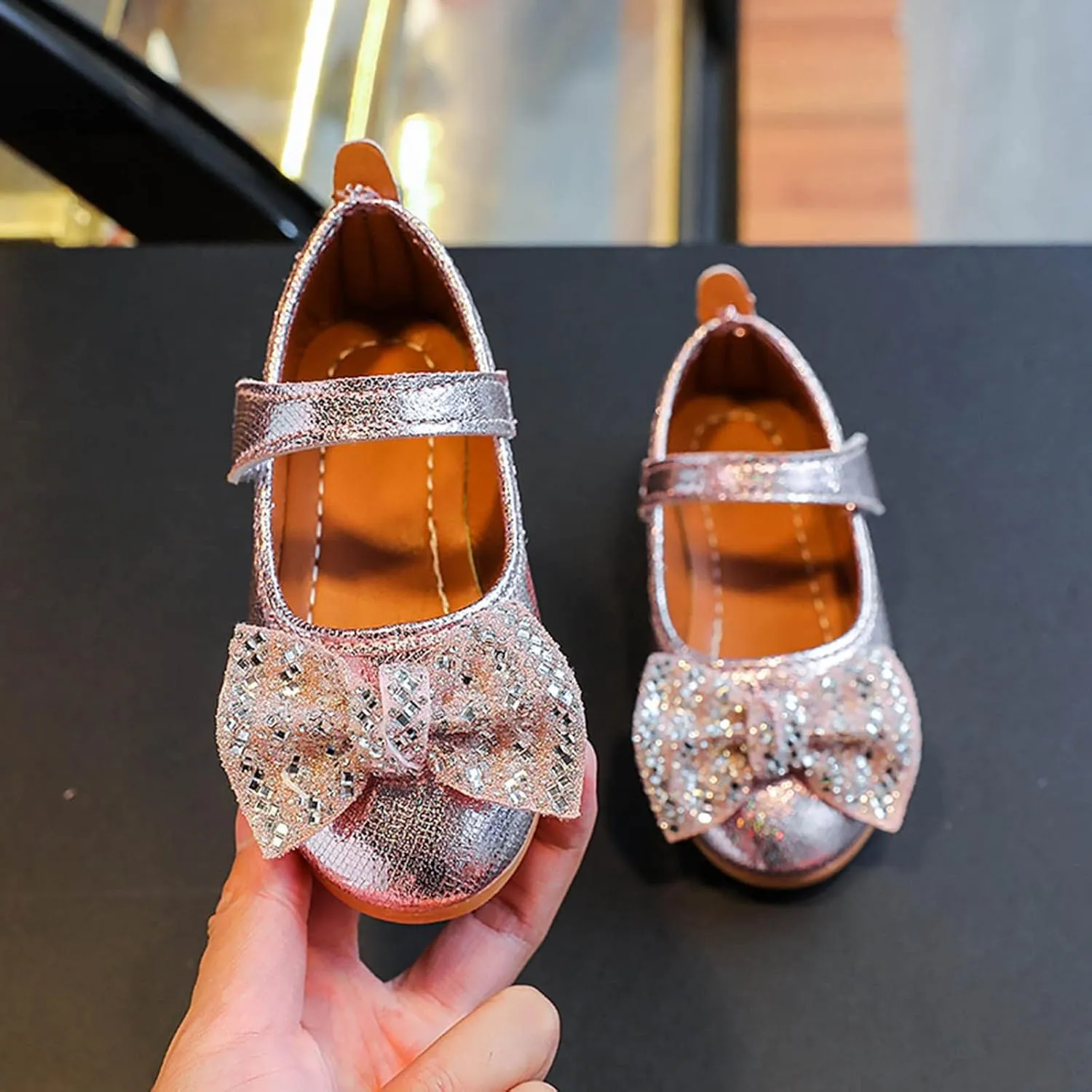 Fashion Autumn Girls Casual Shoes Flat Light Solid Color Sequin Bow Cute Shiny Dress Shoes Girls Size 12 Boots
