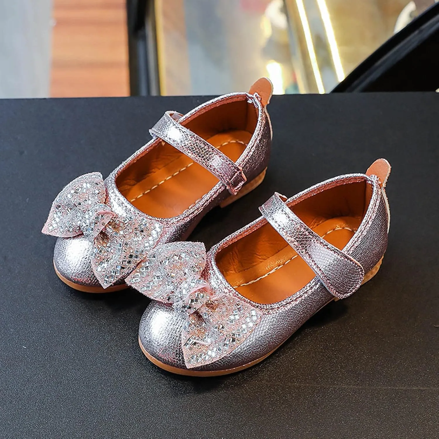 Fashion Autumn Girls Casual Shoes Flat Light Solid Color Sequin Bow Cute Shiny Dress Shoes Girls Size 12 Boots