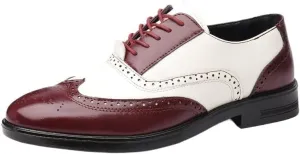 Fashionable Tuxedo Dress Shoes for Men Classic Formal Business Office Shoes Two Tone Splicing Brogue Embossed Oxford