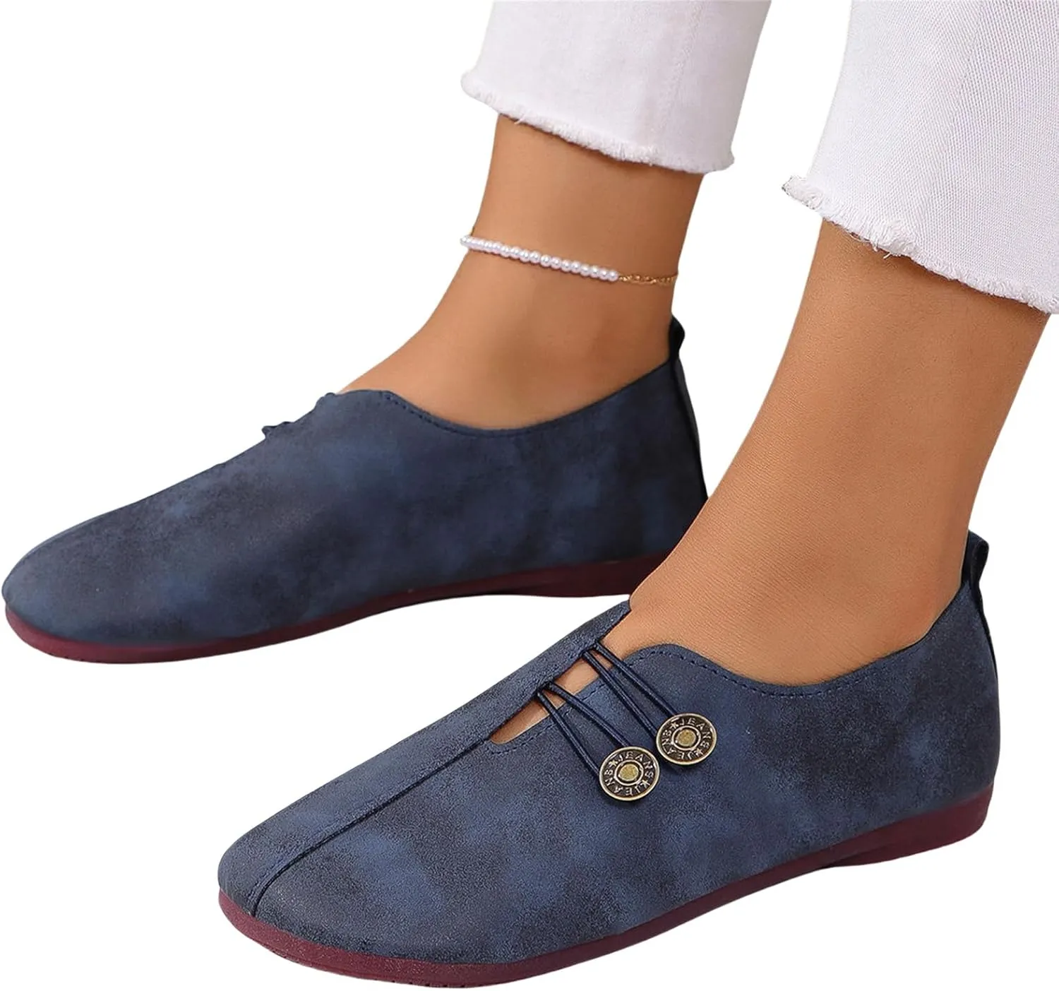 Flats Shoes for Women Round Toe Comfortable Ballet Flats Business Casual Work Slip On Dress Mary Jane Shoes Casual Dressy Walking Fashion Loafer Lightweight Breathable Outdoor Footwear